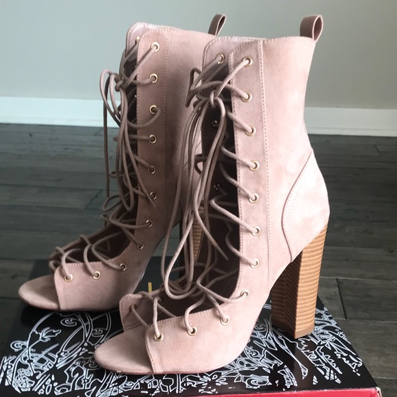 Liliana Shoes - Mauve lace up heels